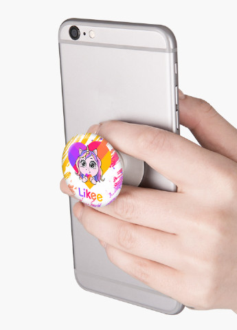 Попсокет (Popsockets) тримач для смартфону Лайк Єдиноріг (Likee Unicorn) (8754-1593) Чорний MobiPrint (216748253)