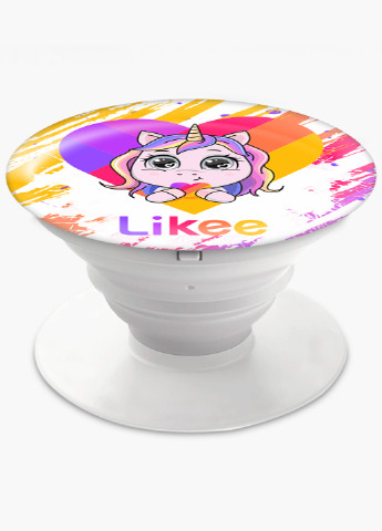 Попсокет (Popsockets) тримач для смартфону Лайк Єдиноріг (Likee Unicorn) (8754-1593) Чорний MobiPrint (216748253)