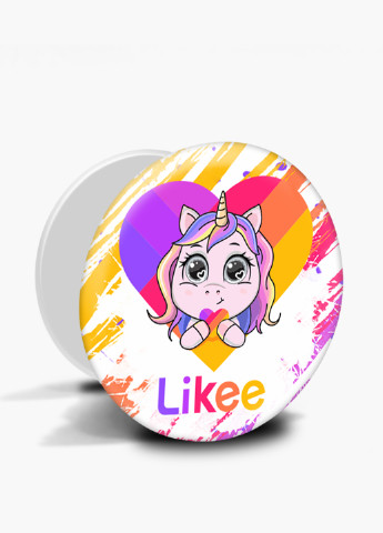 Попсокет (Popsockets) тримач для смартфону Лайк Єдиноріг (Likee Unicorn) (8754-1593) Чорний MobiPrint (216748253)