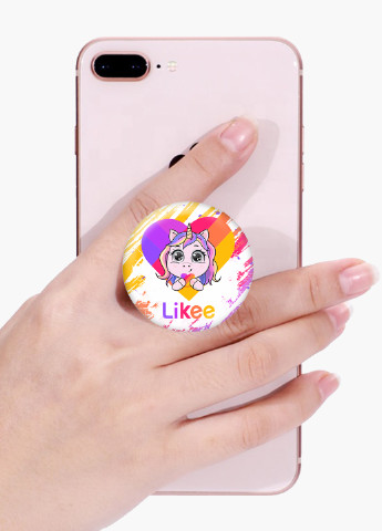 Попсокет (Popsockets) тримач для смартфону Лайк Єдиноріг (Likee Unicorn) (8754-1593) Чорний MobiPrint (216748253)