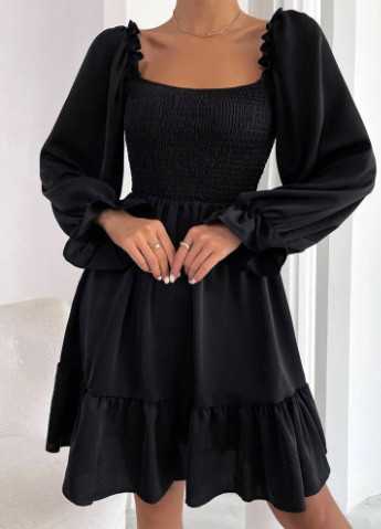 Черное повседневный платье с пышной юбкой Garna однотонное