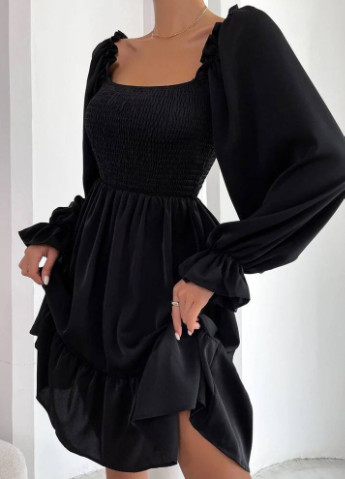 Черное повседневный платье с пышной юбкой Garna однотонное