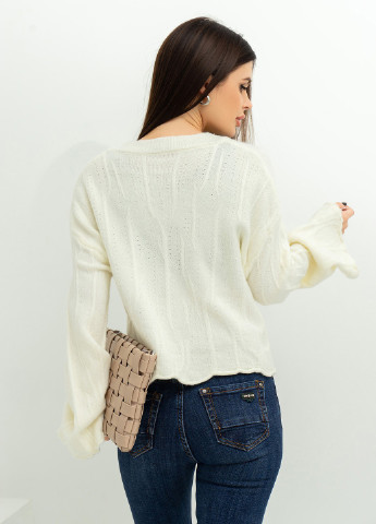 Молочний зимовий светр жіночий джемпер ISSA PLUS WN20-381