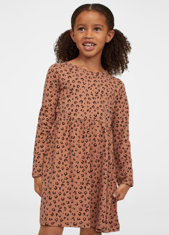 Розово-коричневое кэжуал платье клеш H&M леопардовый