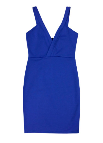 Синя коктейльна міні сукня з глибоким декольте футляр Missguided однотонна