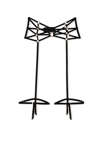 Черный демисезонный комплект (трусики, пояс для чулок) Victoria's Secret