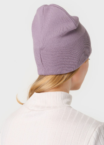 Тепла зимова кашемірова жіноча шапка без підкладки 500100 DeMari Маракуйя біні однотонна пудрова кежуал кашемір