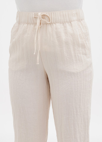 Кремовые кэжуал летние прямые, укороченные брюки H&M