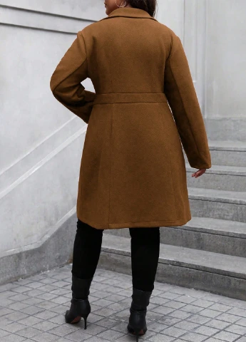 Коричневе демісезонне Пальто однобортне SHEIN
