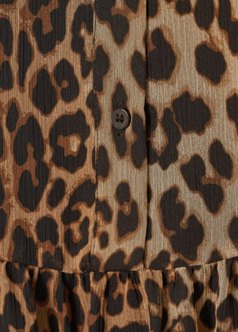 Коричневое кэжуал платье а-силуэт H&M тигровый