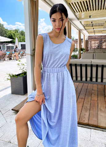 Блакитна кежуал плаття, сукня кльош ST-Seventeen меланжева