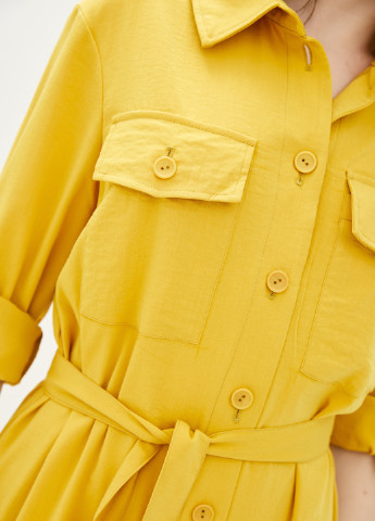 Желтое кэжуал платье-рубашка желтое 1079 рубашка DANNA однотонное