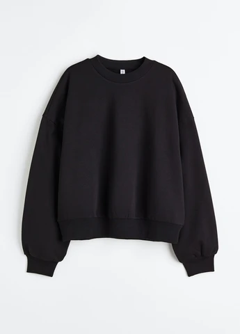 Черный свитшот H&M однотонный без декора (300466288)
