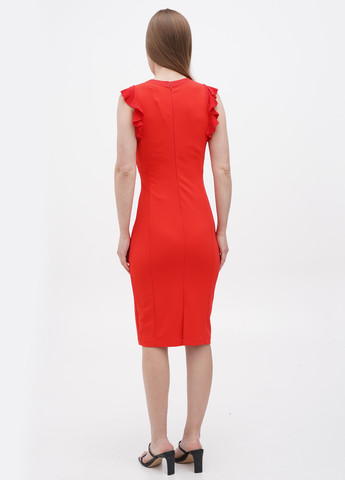 Красное кэжуал платье с открытыми плечами Michael Kors однотонное