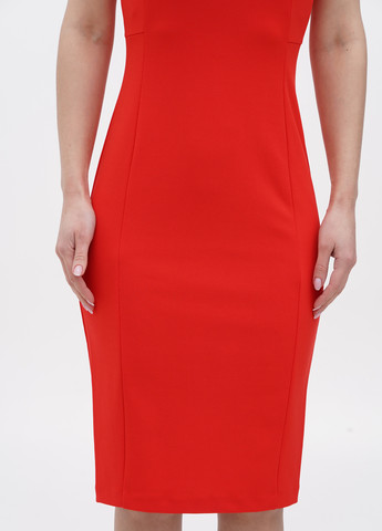 Красное кэжуал платье с открытыми плечами Michael Kors однотонное