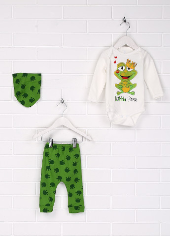 Зелений демісезонний комплект (боди, брюки, слюнявчик) zem baby