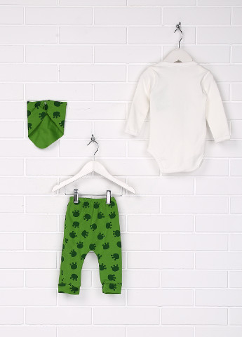Зеленый демисезонный комплект (боди, брюки, слюнявчик) zem baby