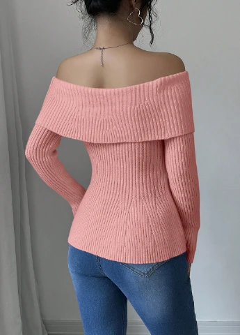 Персиковый демисезонный свитер SHEIN
