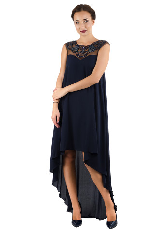 Темно-синя коктейльна плаття, сукня кльош Seam однотонна