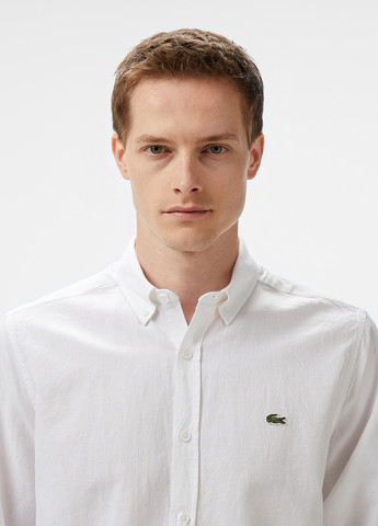 Белая кэжуал рубашка однотонная Lacoste