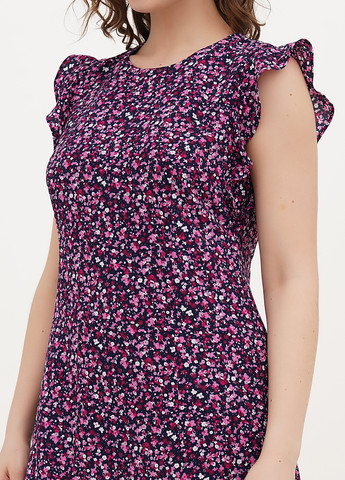 Темно-синее кэжуал платье клеш Michael Kors с цветочным принтом