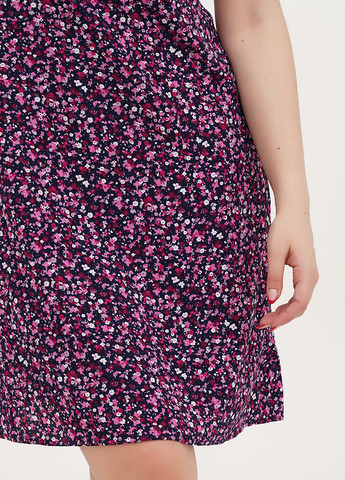 Темно-синее кэжуал платье клеш Michael Kors с цветочным принтом