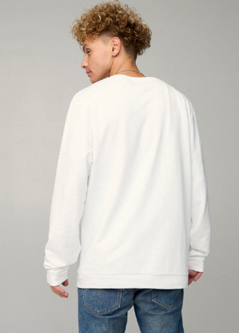 Білий світшот чоловічий oversize /no flis/ YAPPI малюнок (251791406)