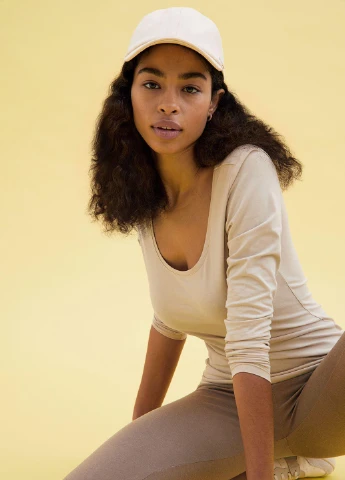 Лонгслів,бежевий-сірий, H&M Basic (256502688)