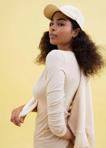 Лонгслів,бежевий-сірий, H&M Basic (256502688)