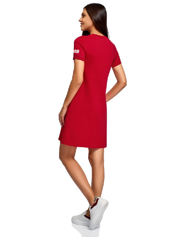 Красное кэжуал платье Oodji однотонное