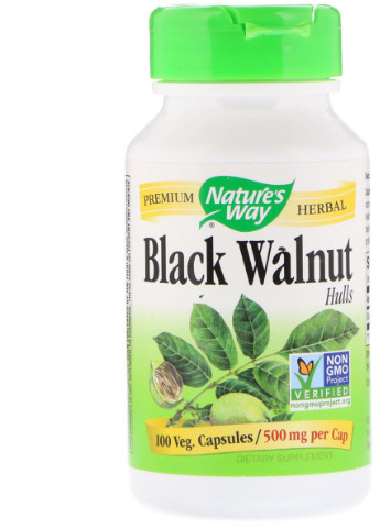 Черный Орех, Black Walnut, Hulls,, 500 мг, 100 Капсул Nature's Way (228292015)