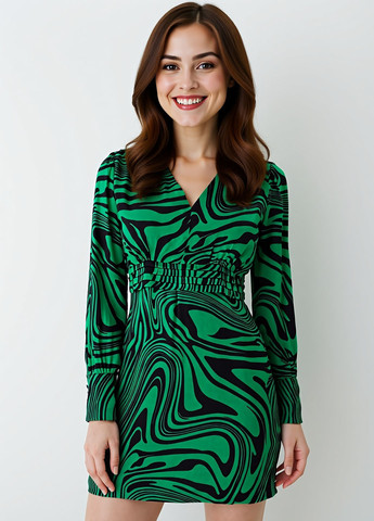 Зеленое кэжуал платье Mohito с абстрактным узором