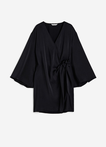 Чорна кежуал сукня на запах H&M однотонна