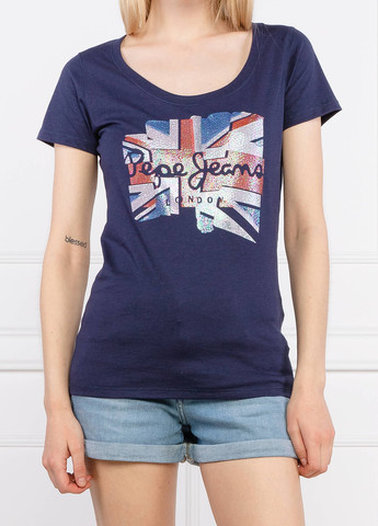 Темно-синя літня футболка Pepe Jeans London