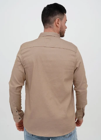 Темно-бежевая джинсовая, кэжуал рубашка однотонная Trend Collection