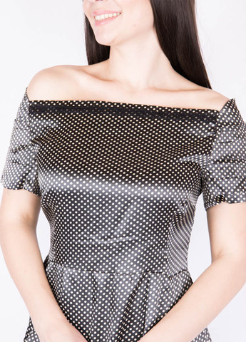 Черное кэжуал платье Time of Style в горошек