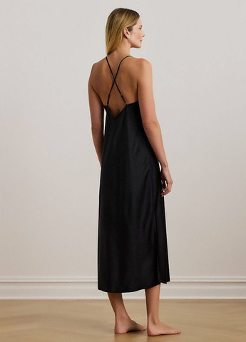 Черное домашнее платье платье-комбинация Ralph Lauren однотонное