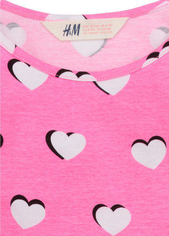 Розовый демисезонный кэжуал лонгслив H&M с сердечками