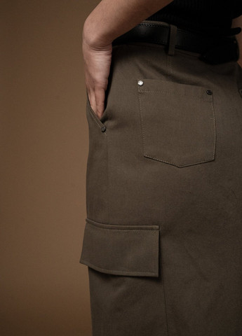 Оливковая (хаки) кэжуал однотонная юбка Gepur карандаш