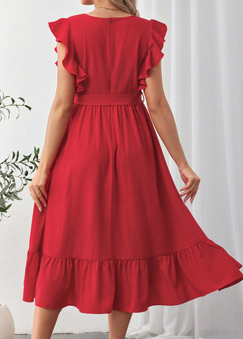 Червона кежуал сукня для вагітних на запах, кльош SHEIN однотонна