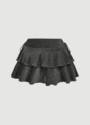 Черная кэжуал однотонная юбка SHEIN а-силуэта (трапеция)