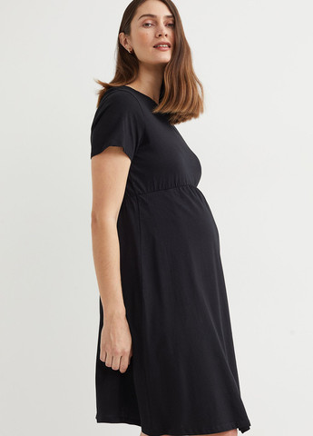 Черное кэжуал платье для беременных клеш H&M однотонное