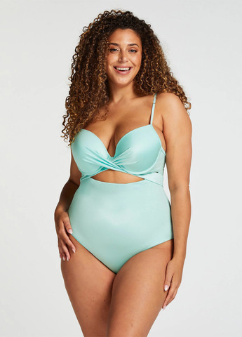 Блакитний демісезонний купальник майо, суцільний Hunkemoller