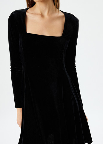 Чорна вечірня сукня кльош KOTON однотонна