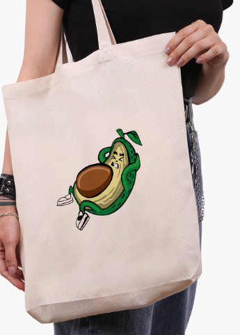 Еко сумка шоппер біла Авокадо Фітнес (Avocado Fitness) (9227-2030-WTD) Еко сумка шоппер біла 41*39*8 см MobiPrint (215977552)