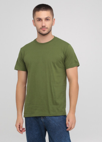 Оливковая футболка мужская безшовная с круглым воротником Stedman