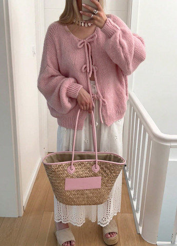 Светло-розовый демисезонный кардиган SHEIN