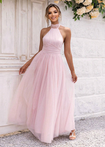 Світло-рожева вечірня сукня з відкритою спиною SHEIN однотонна