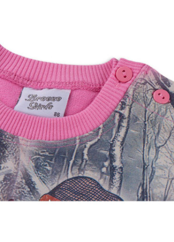 Синій демісезонний костюм десткий з дівчинкою і штанцями в квіточку (8075-92 / g-pink) Breeze