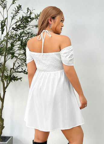 Білий кежуал сукня з відкритими плечима SHEIN однотонна